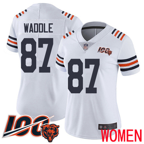 Chicago Bears Limited White Women Tom Waddle Jersey NFL Football #87 100th Season->women nfl jersey->Women Jersey